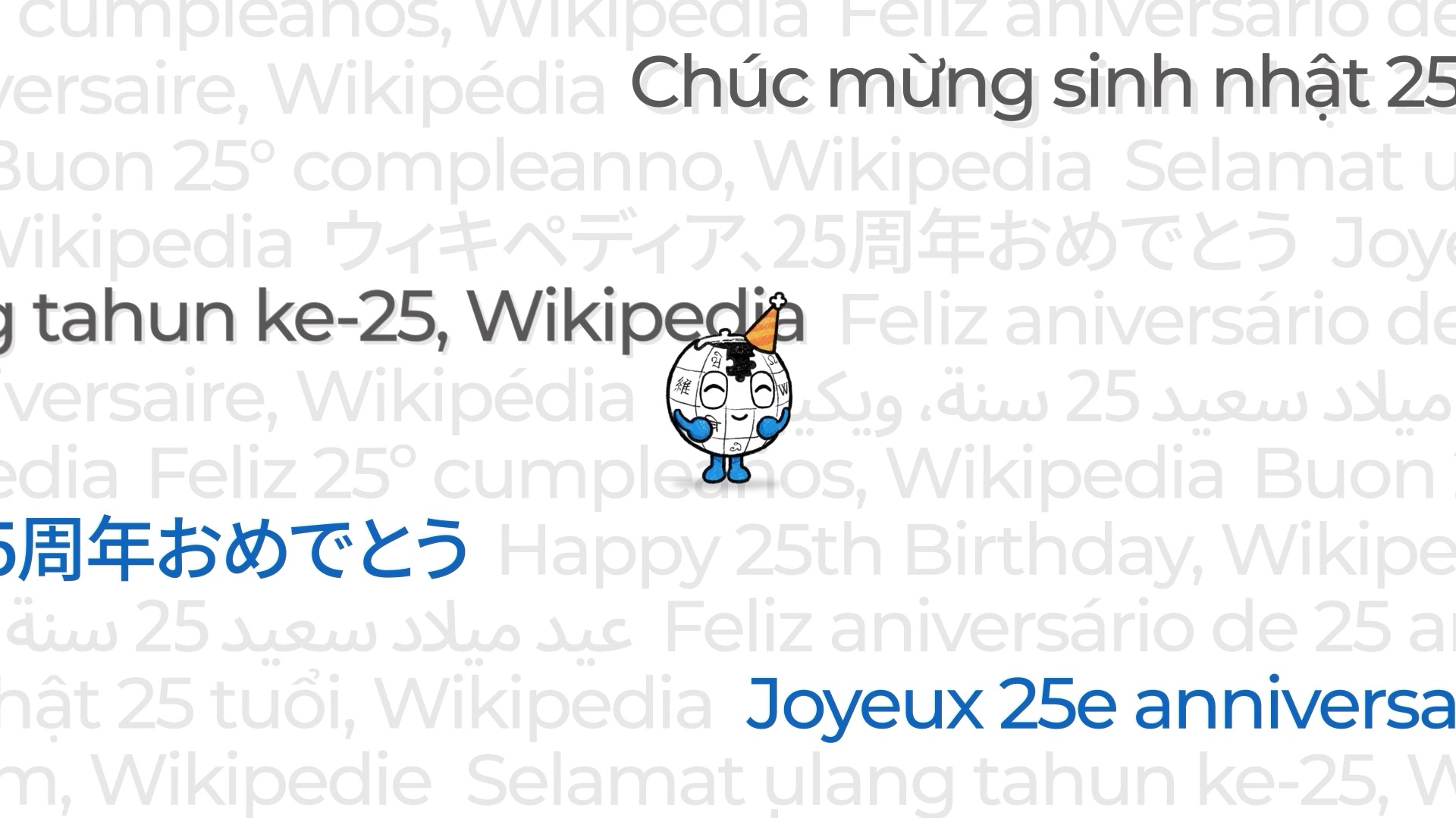Happy birthday Wikipedia in many languages